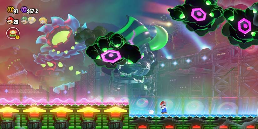 Mario fighting Bowser in Super Mario Bros. Wonder