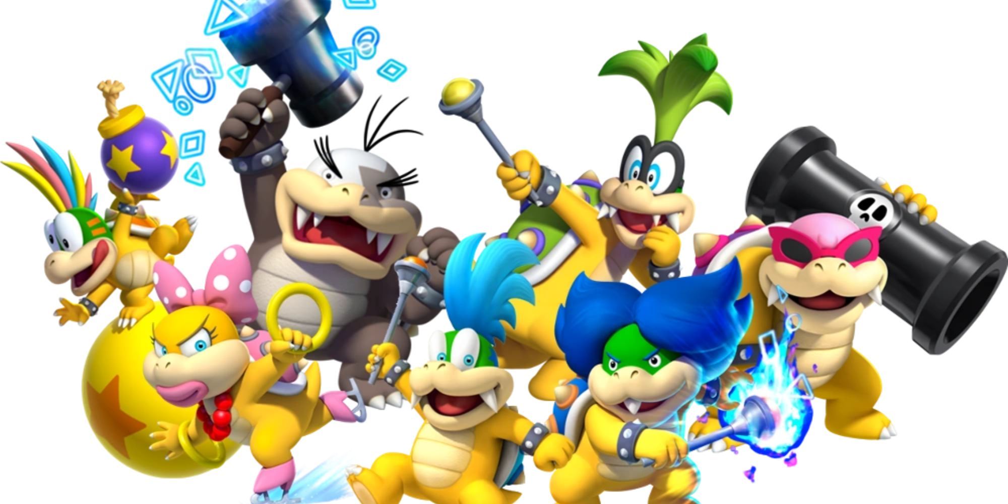 The Koopalings from Mario: Larry, Morton, Wendy, Iggy, Roy, Lemmy, and Ludwig