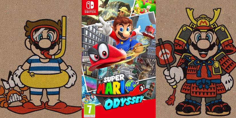 Mario desk calendar depicting 2 outfits seen in Odyssey