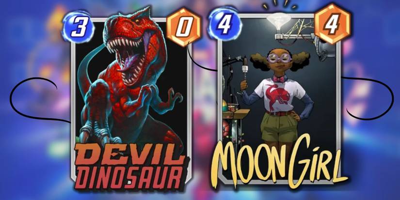 devil dinosaur and moon girl in marvel snap.