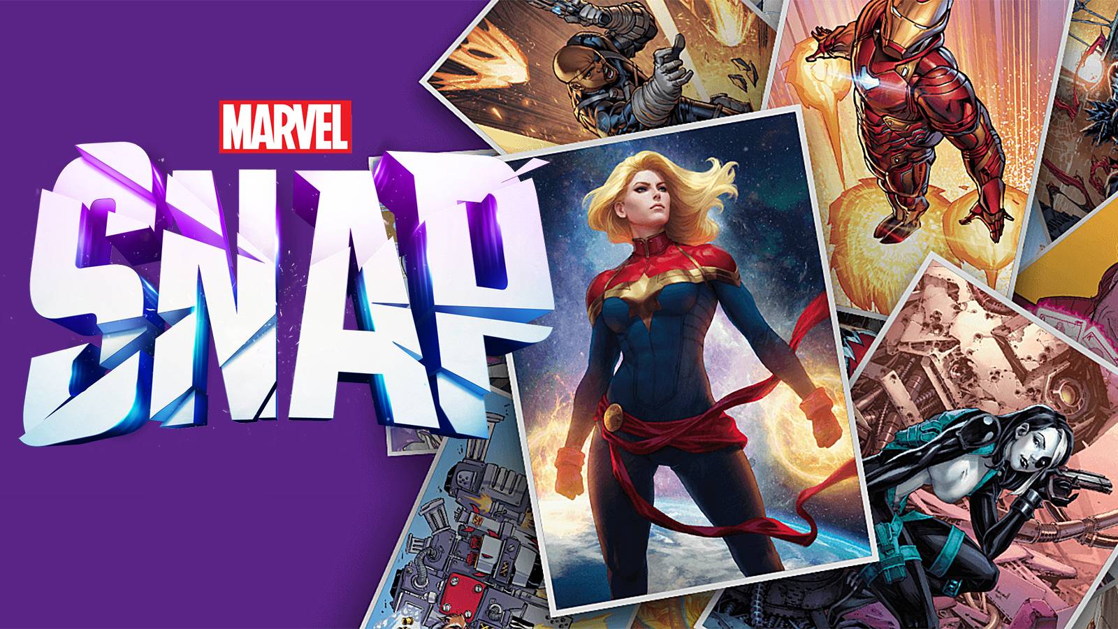 marvel snap card montage with logo