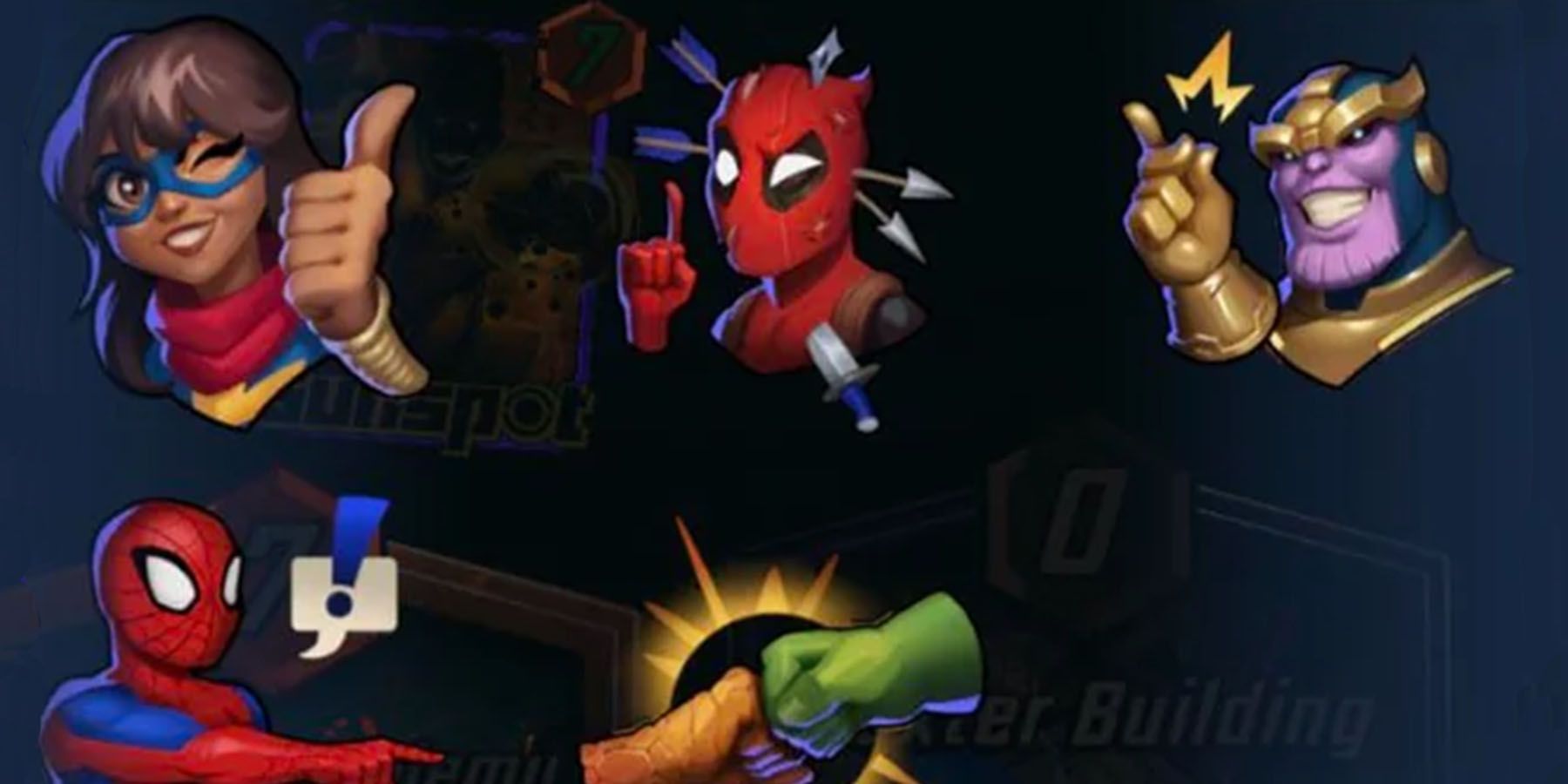 marvel-snap-emotes-spider-man-ms-marvel-thanos-deadpool