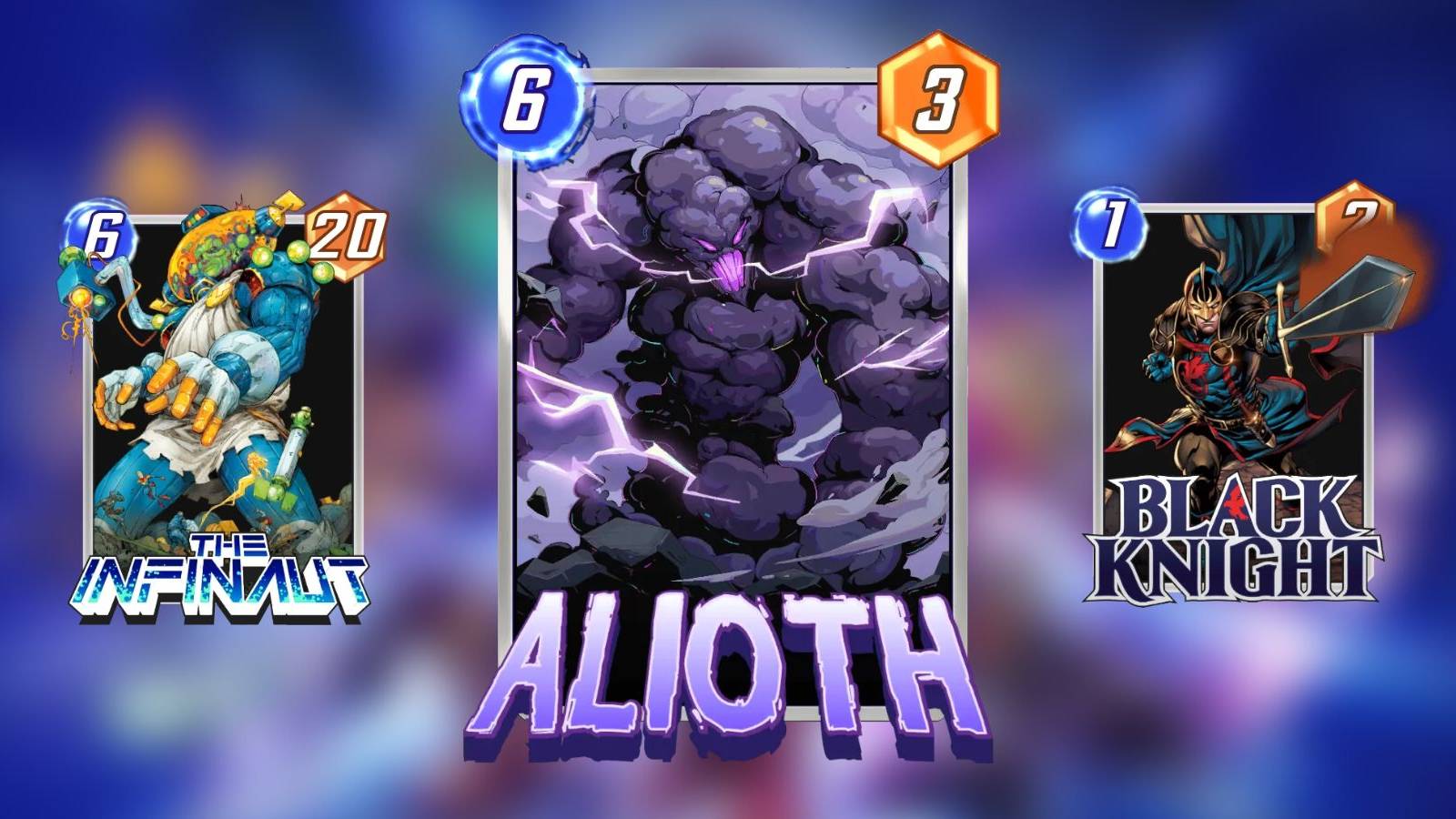 alioth, the infinaut, and black knight cards in marvel snap.