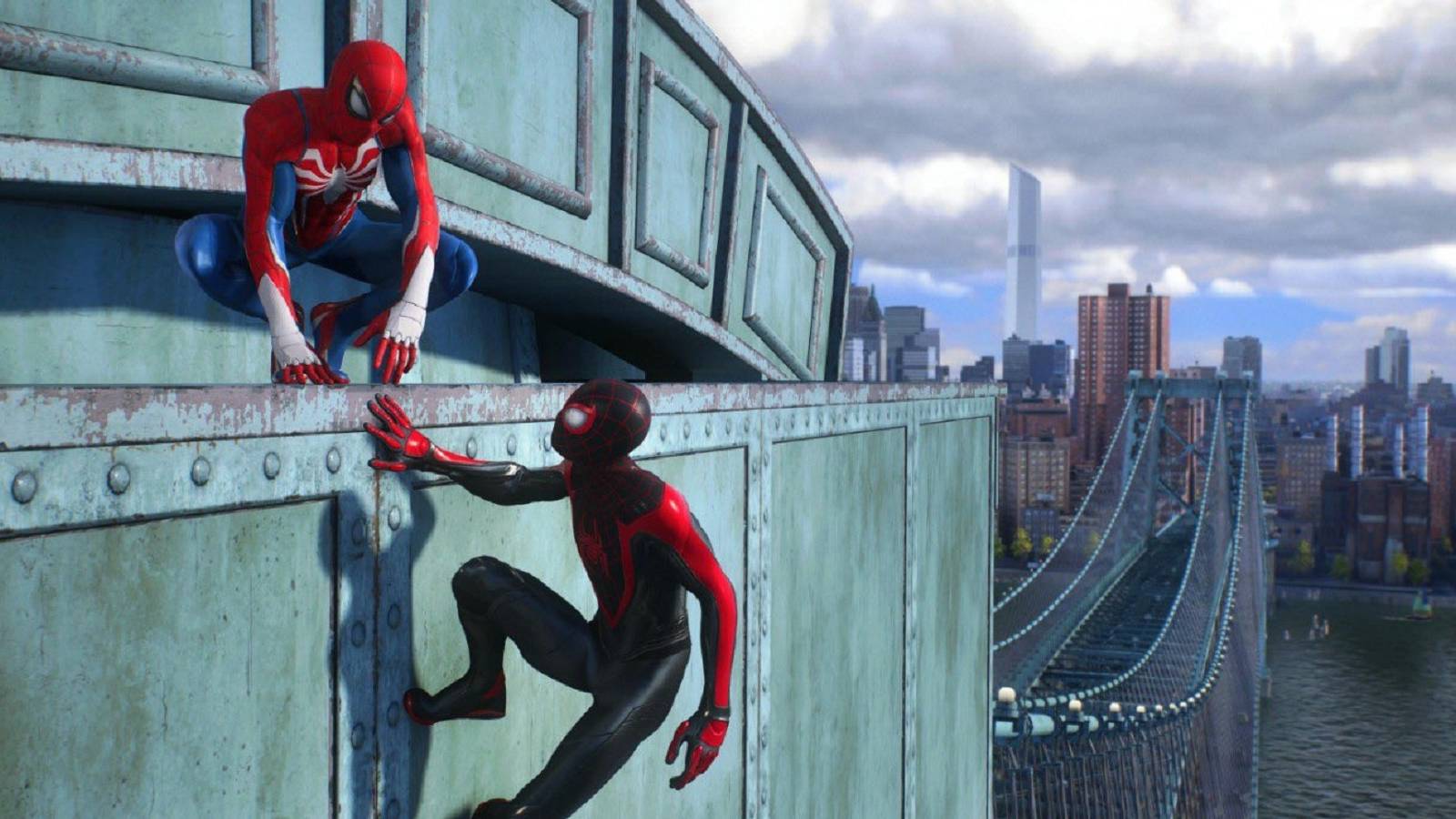 Miles and Peter Parks hanging out on a bridge