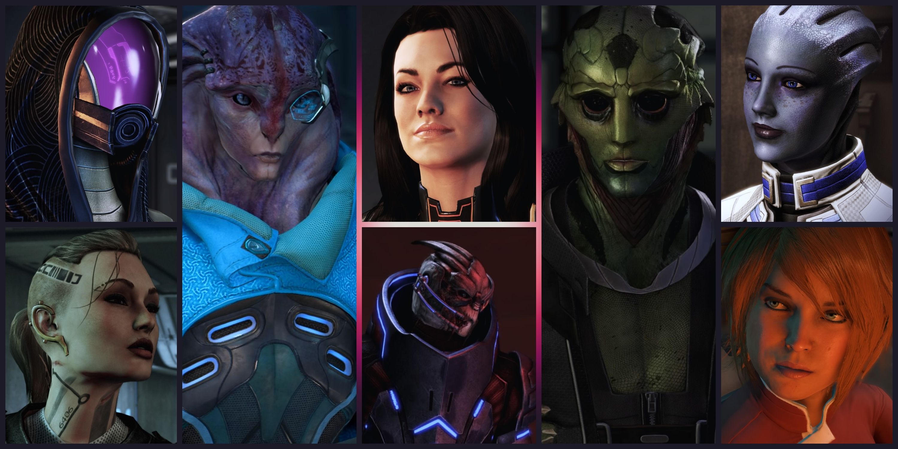 Compagnons de Mass Effect Tali, Jack, Jaal, Miranda, Garrus, Thane, Liara et Suvi