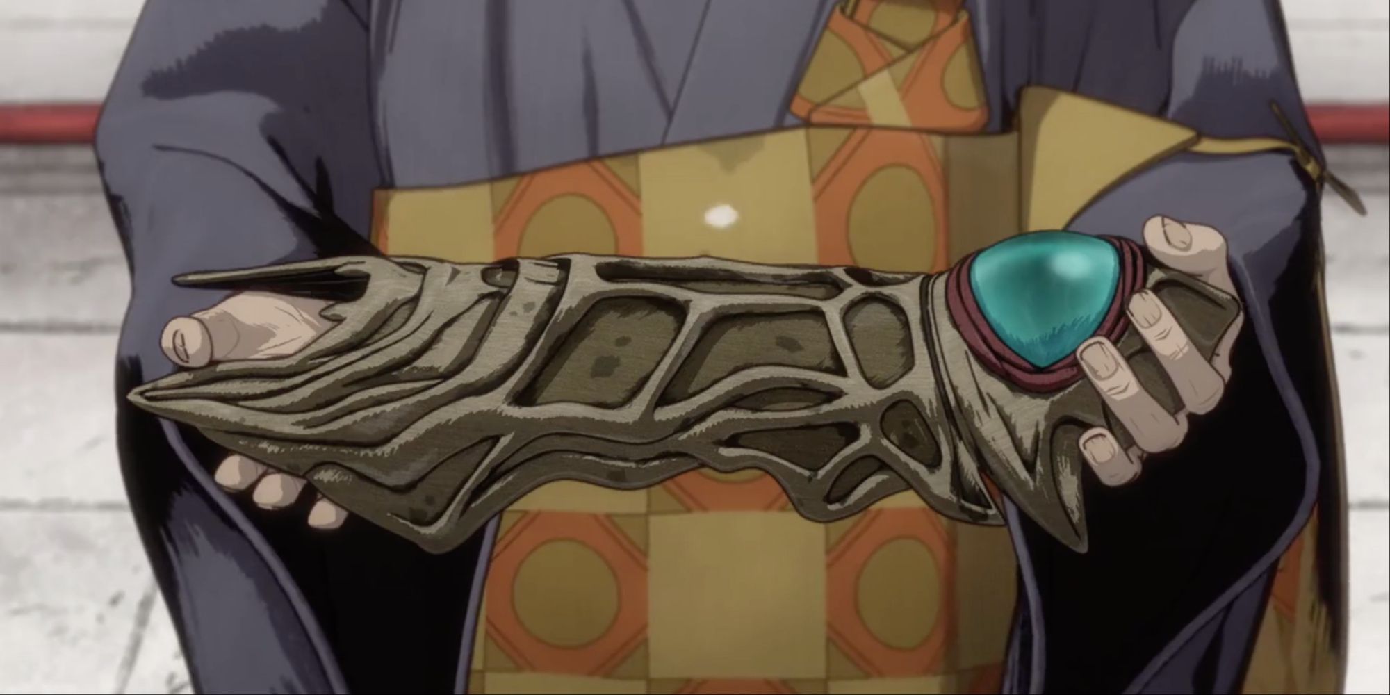 Master Unsyo holding the Oni Gauntlet in Netflix’s Onimusha