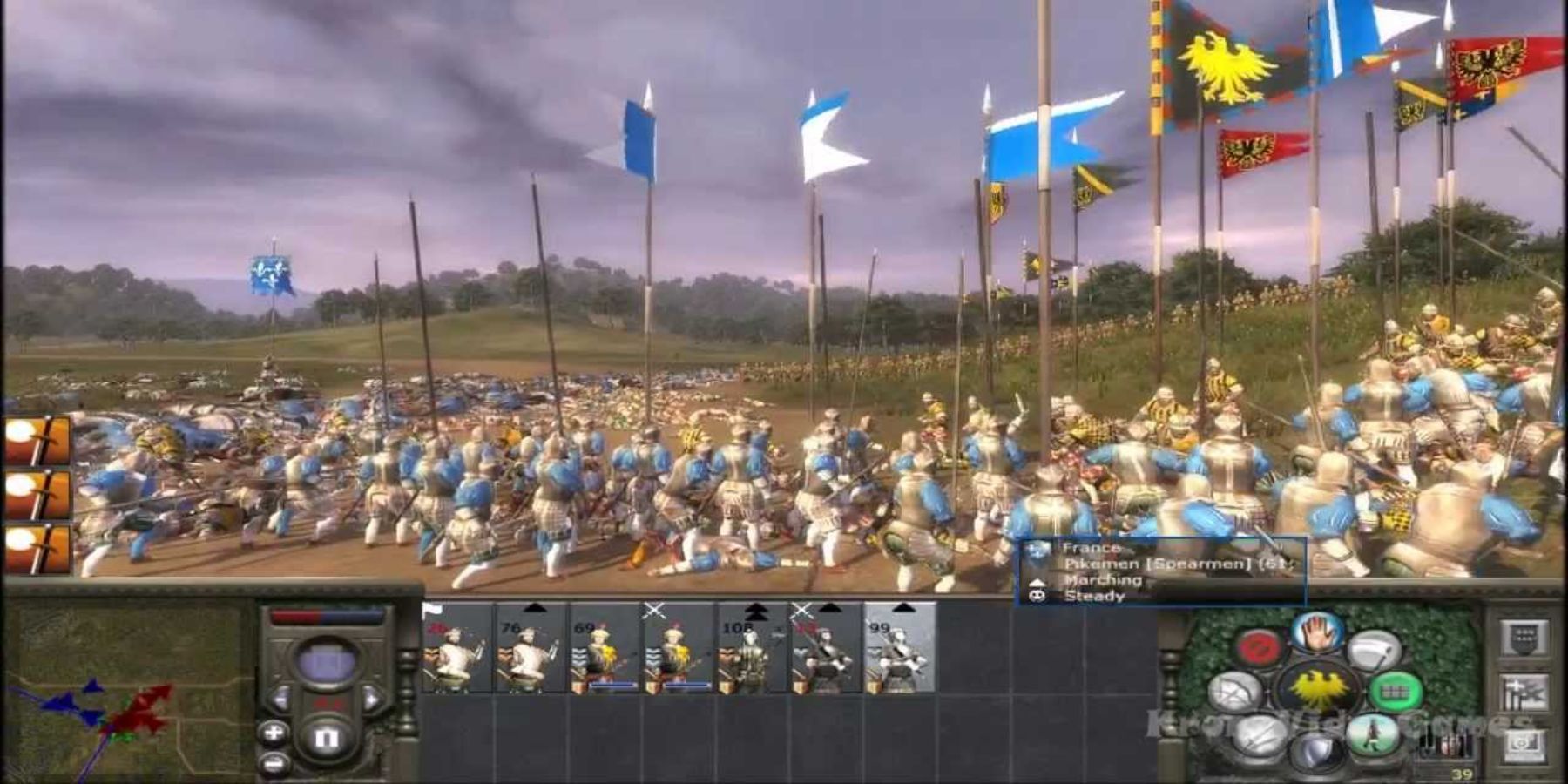 French pikemen about to clash against an opposing army
