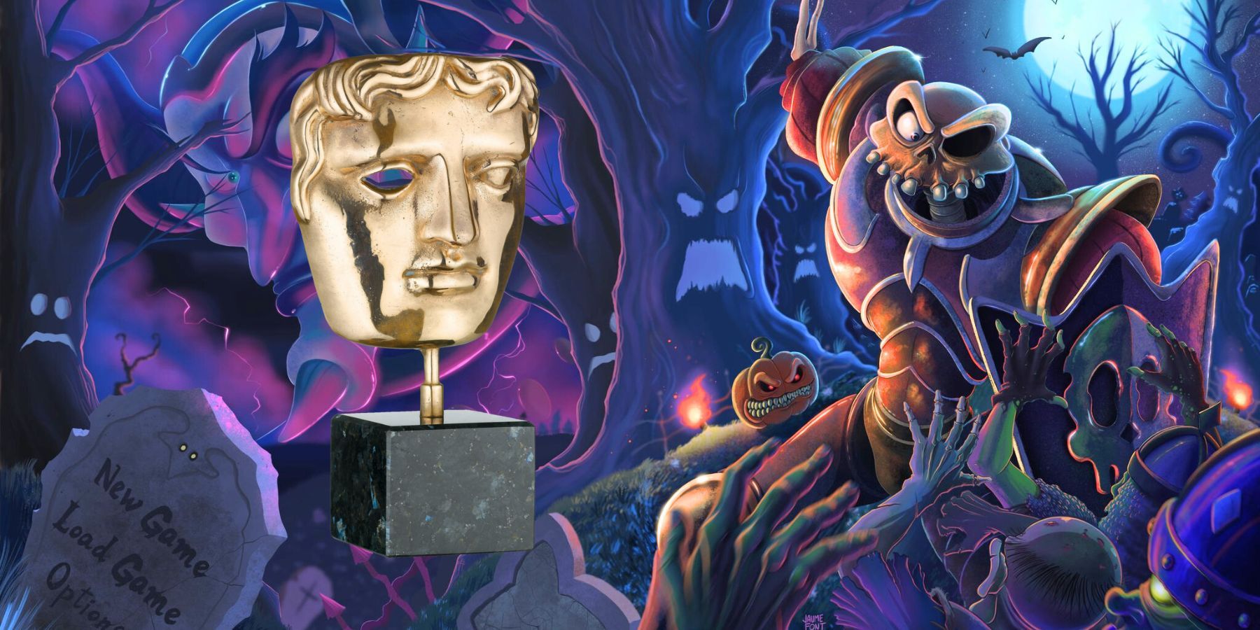A MediEvil Character with the BAFTA Award