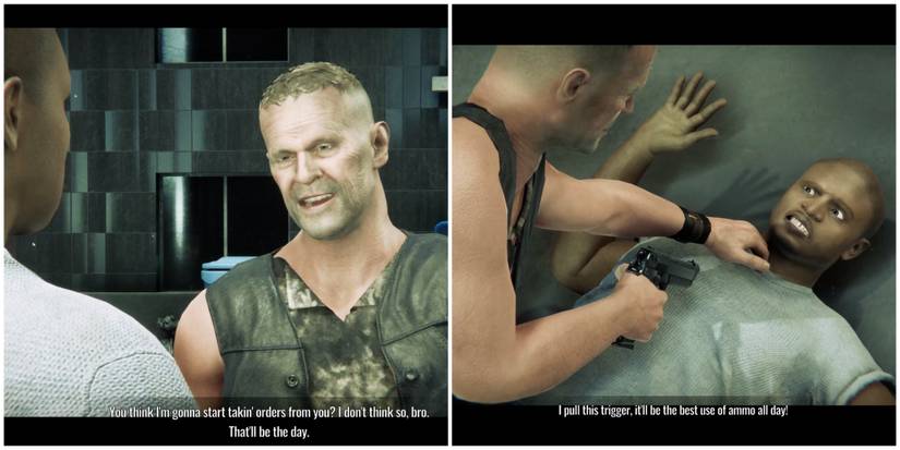 merle threatens tdog with gun