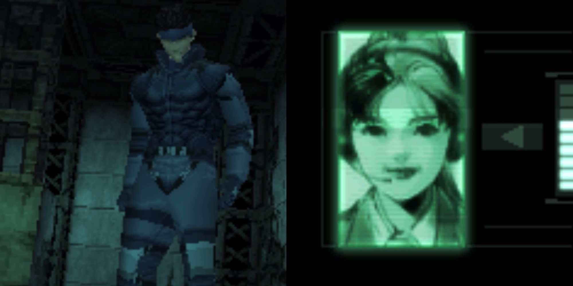 Metal Gear Solid split image Snake and mei ling