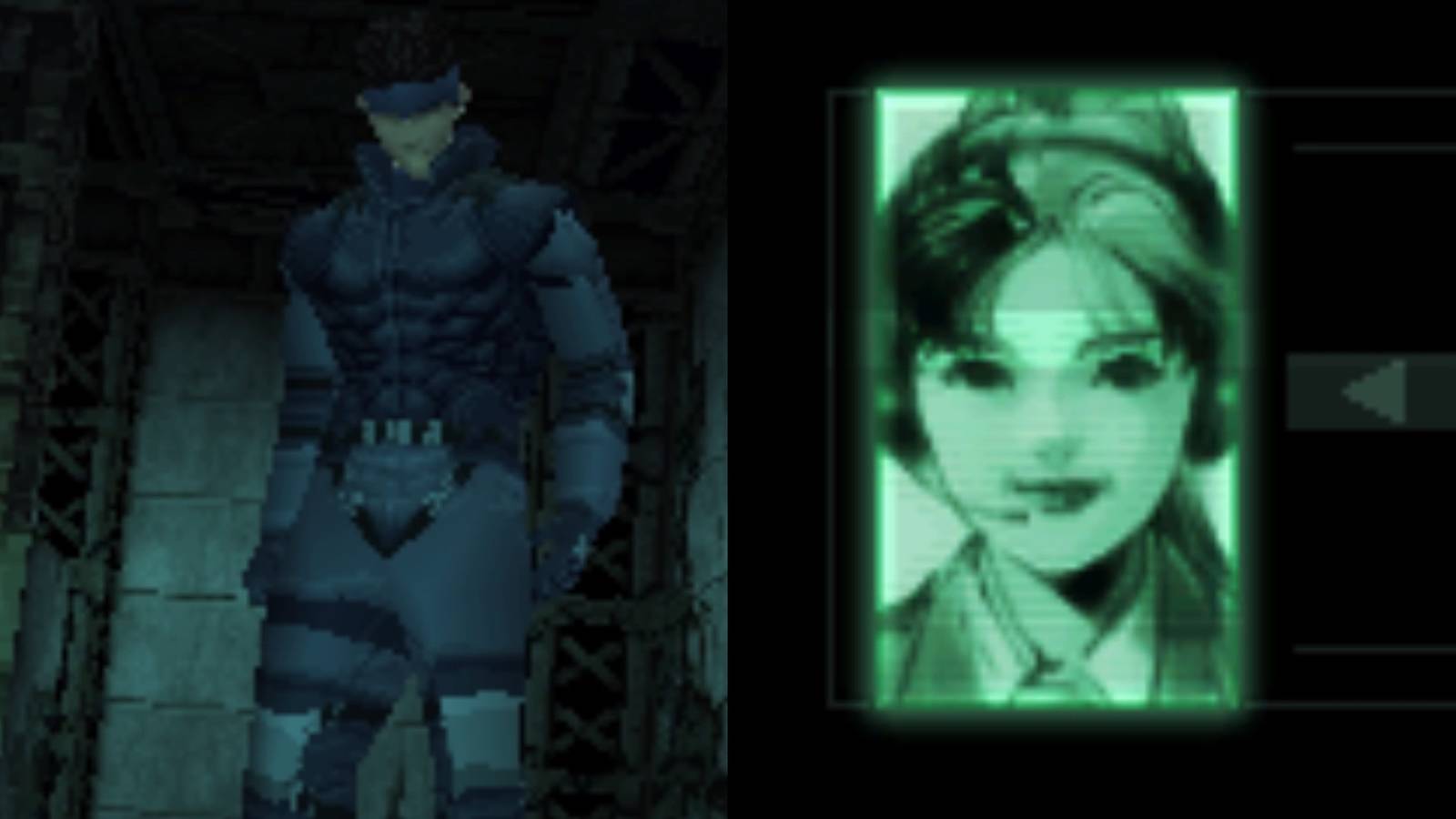 Metal Gear Solid split image Snake and mei ling