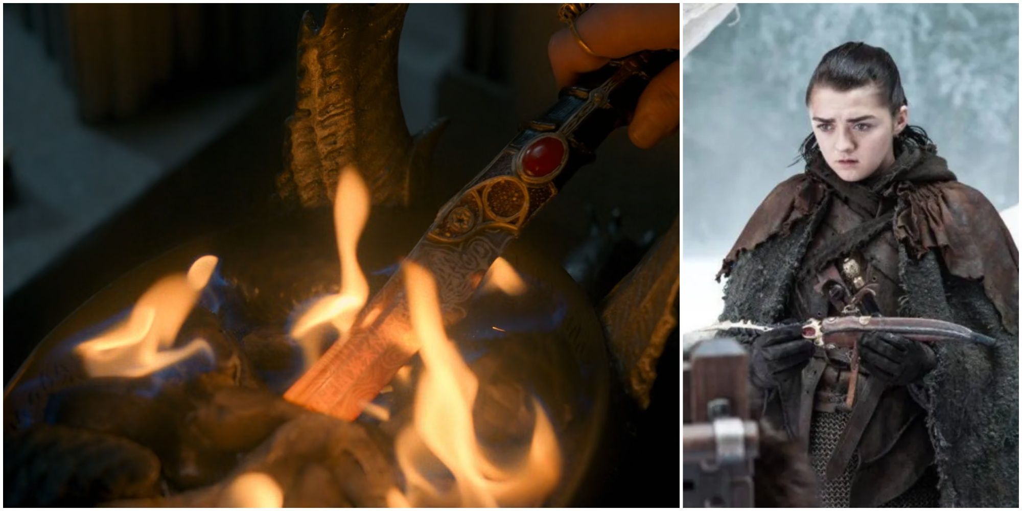 Split feature image of the Valyrian Steel Dagger in House of the Dragon and Game of Thrones.