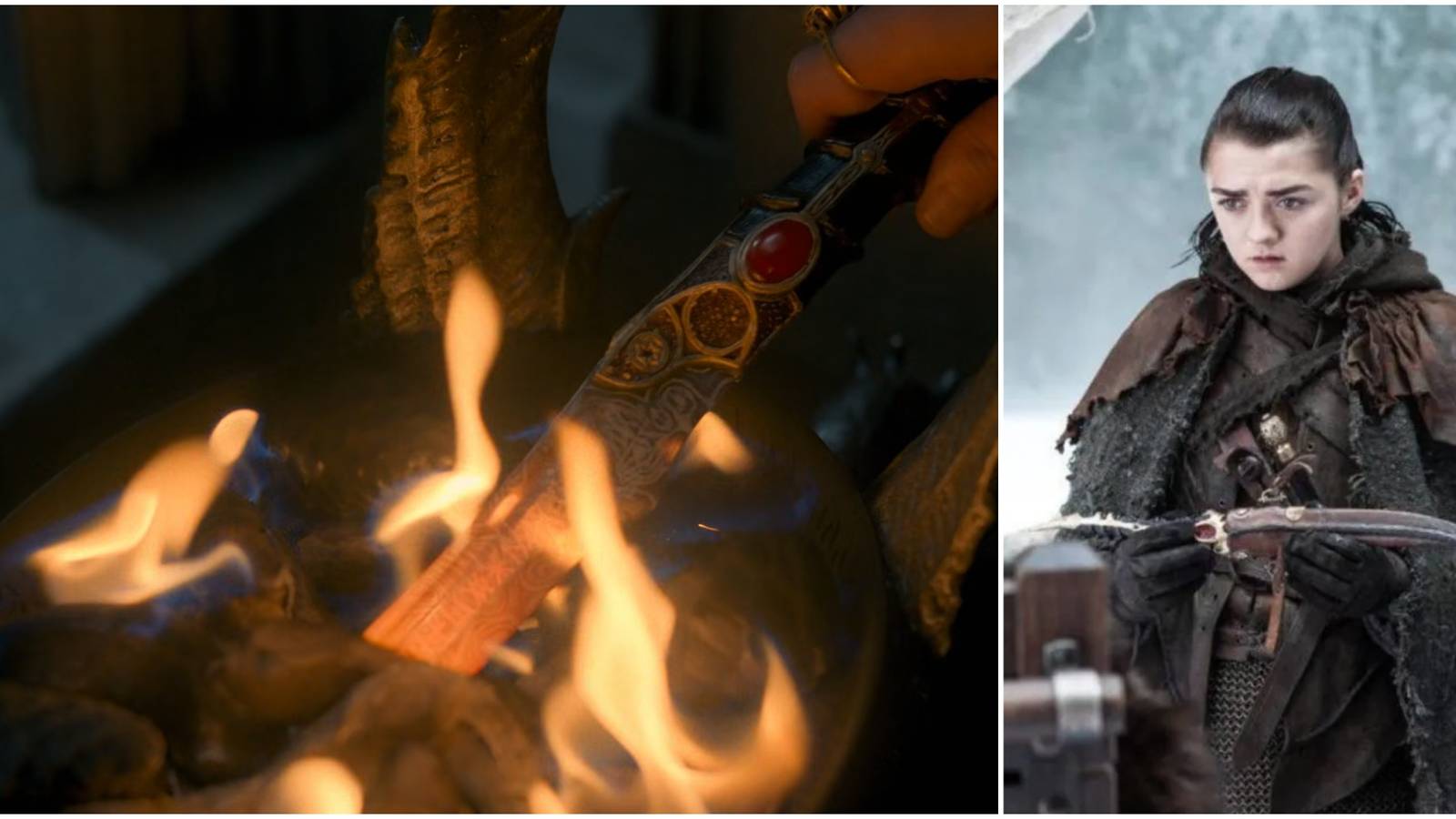 Split feature image of the Valyrian Steel Dagger in House of the Dragon and Game of Thrones.