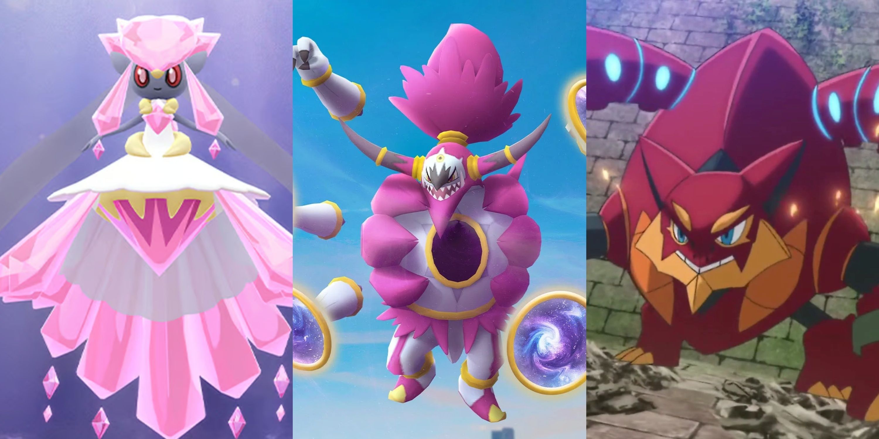 Diancie, Hoopa, and Volcanion