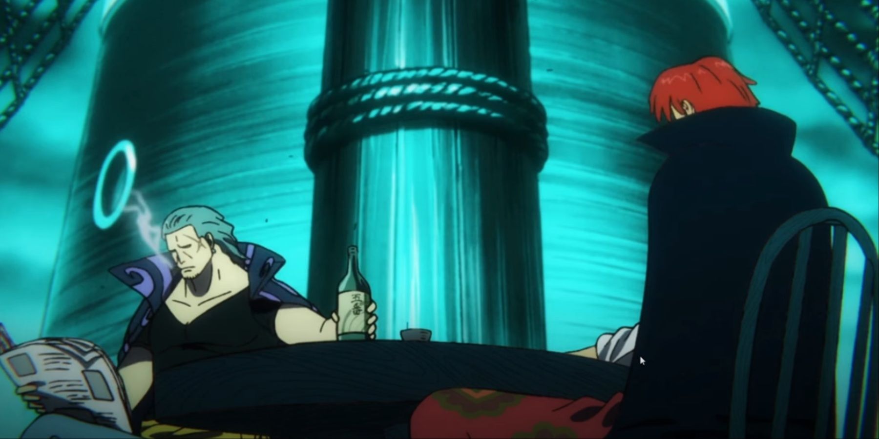 Shanks Sharing A Drink With Benn Beckman In One Piece