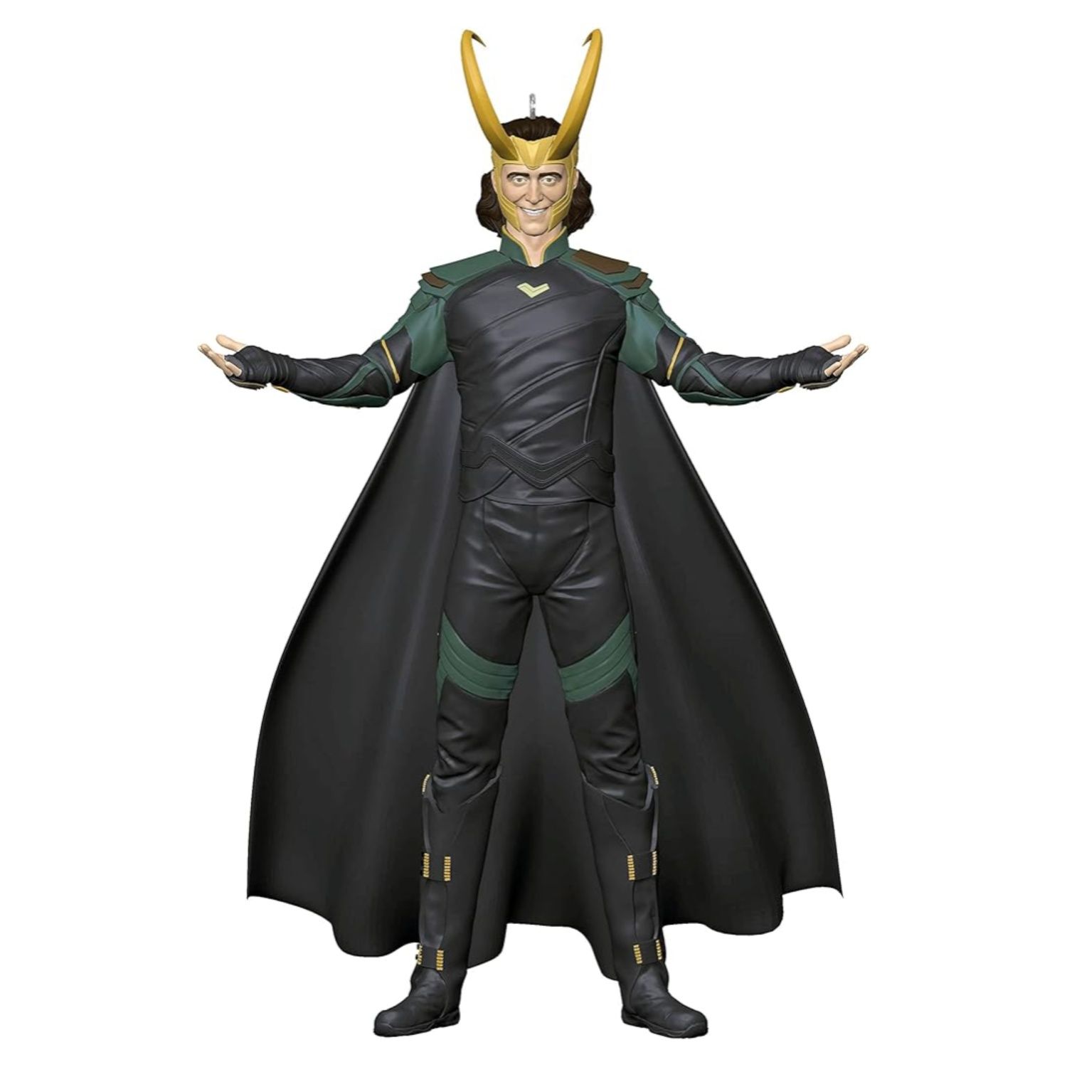 This image depicts a Loki ornament with his crown and outstretched arms
