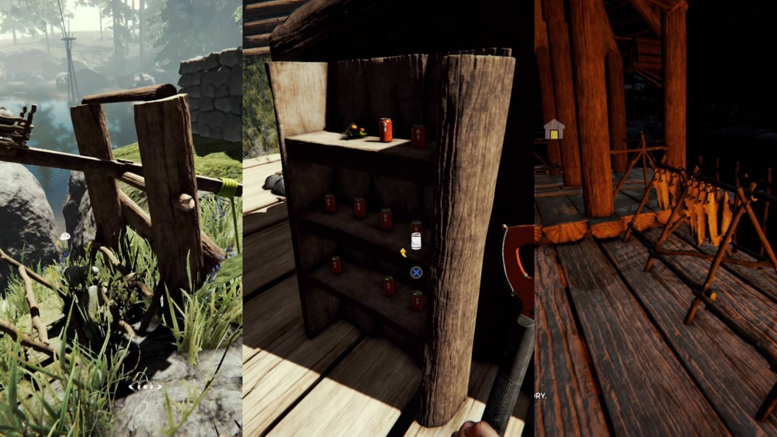 Catapult, Cabinet and Skin Rack in The Forest