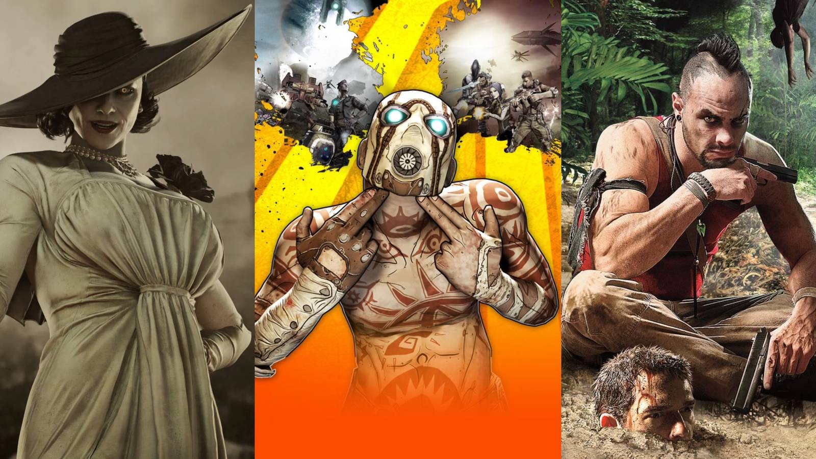 Resident evil village, Borderlands 2 and Far cry 3
