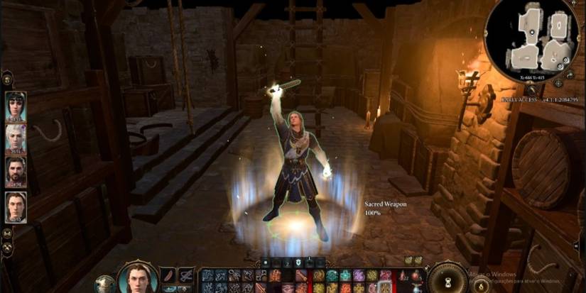 A paladin heroically wielding salami in Baldur's Gate 3