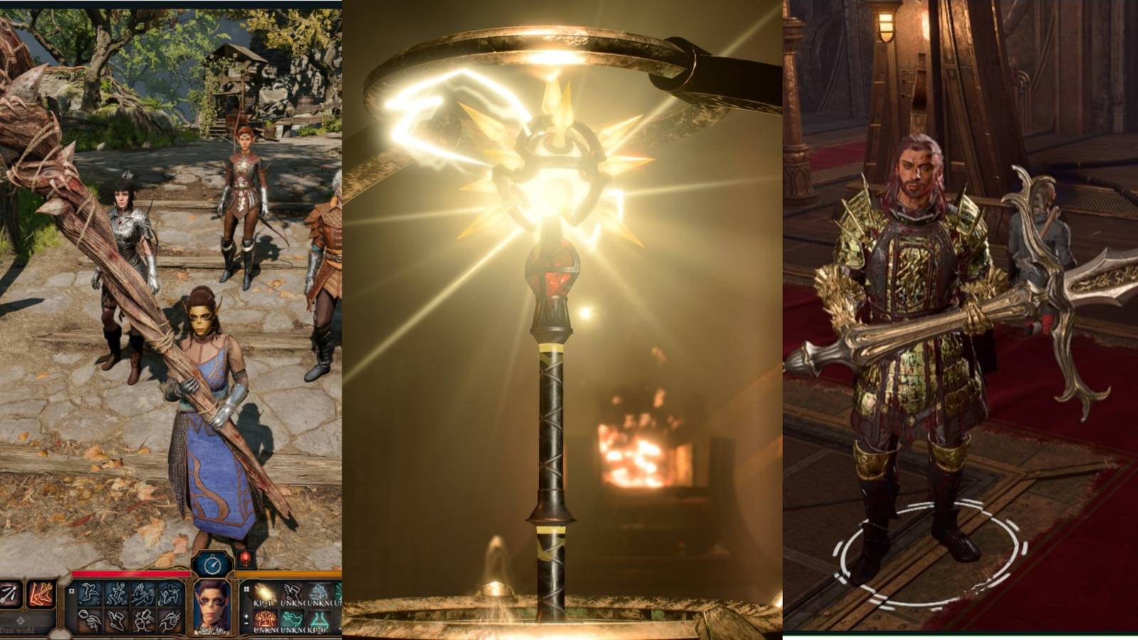 Characters holding extremely large weapons