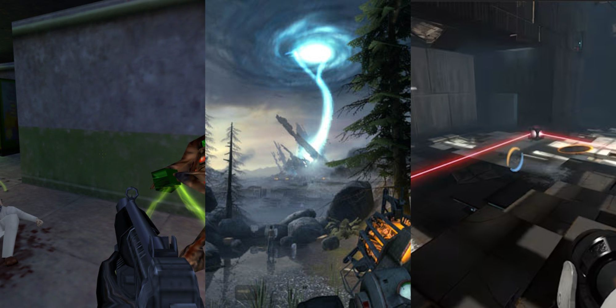 a collage of three valve games