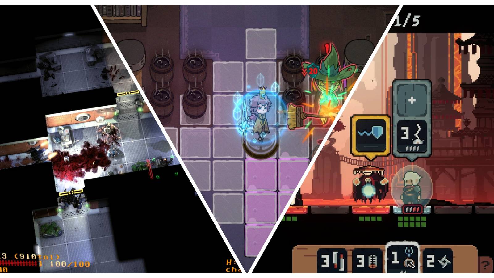 Best Turn-Based Roguelikes (Featured Image) - Jupiter Hell + Crown Trick + Shogun Showdown