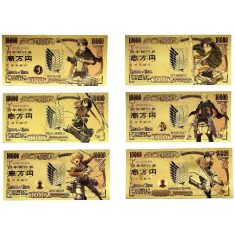 YJacuing Anime Attack On Titan Gold Coated Banknote