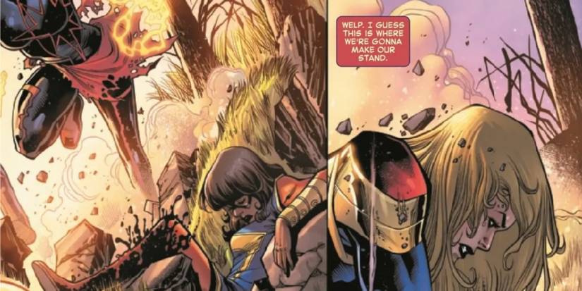 captain marvel and ms marvel fighting 