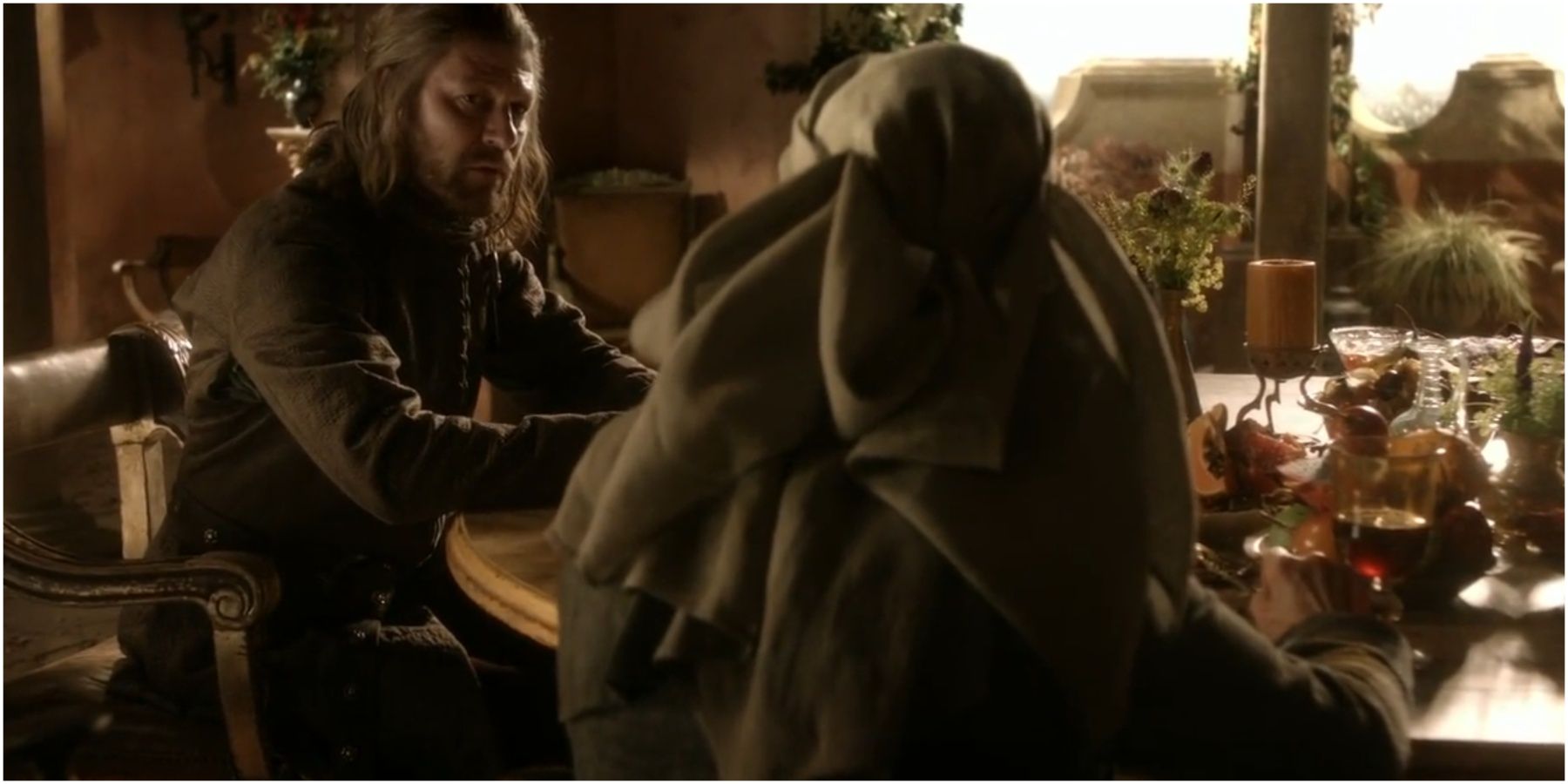 Ned Stark and Septa Mordane in Game of Thrones.