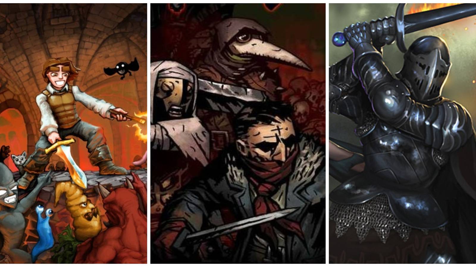 Best Fantasy Roguelikes (Featured Image) - Dungeons Of Dredmor + Darkest Dungeon + Tales Of Maj'Eyal
