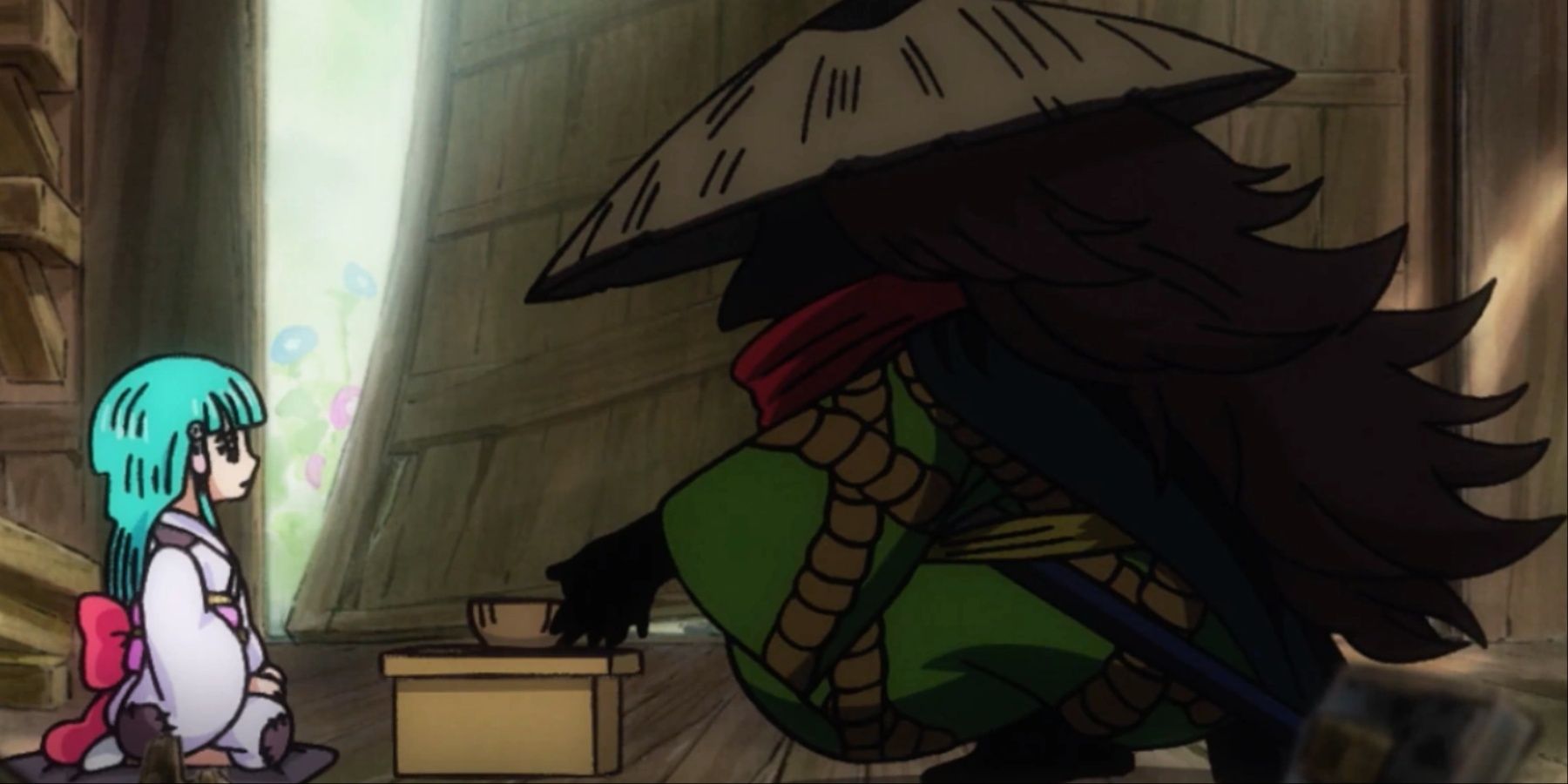 Young Hiyori With Kawamatsu after the destruction of the Kozuki Family in One Piece's Wano Arc