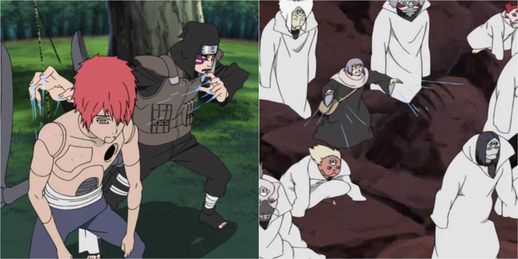 Kankuro and Chiyo, the current and former leaders of Sand Village's Puppet Brigade in Naruto: Shippuden