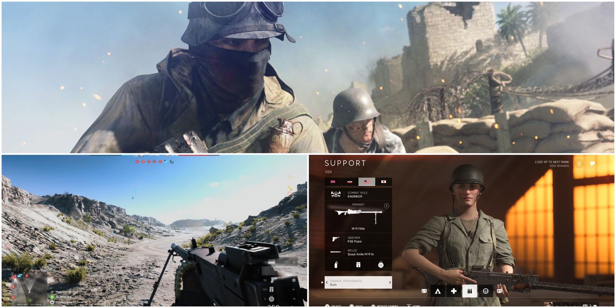 Split image showing LMGs in Battlefield 5.