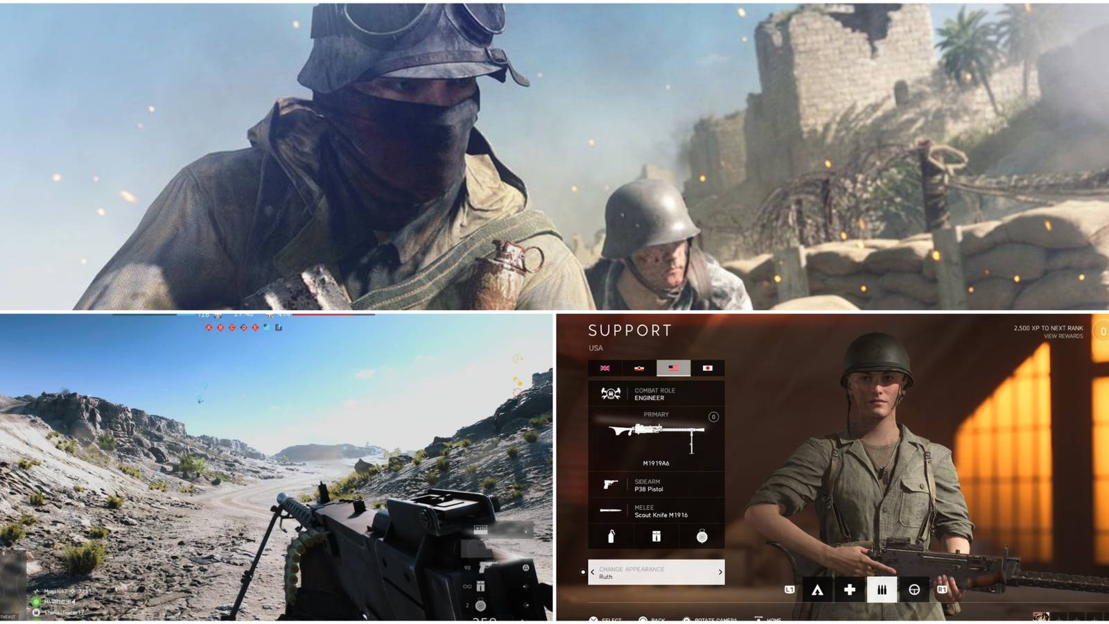 Split image showing LMGs in Battlefield 5.