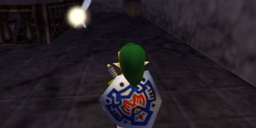 link standing in the oceanside spider house