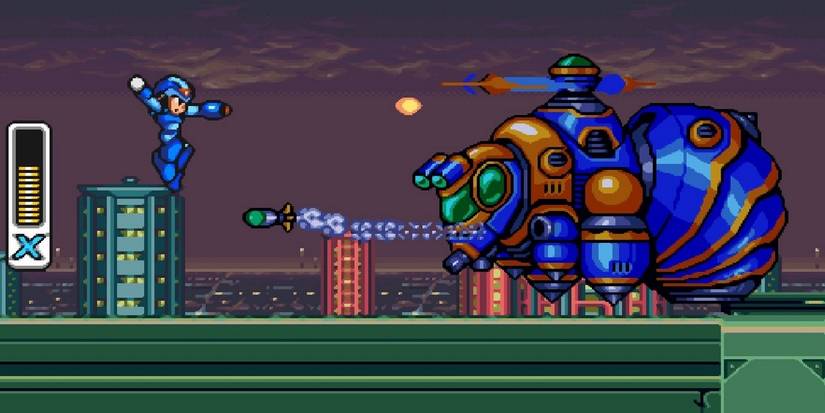 x confronting an enemy in the first stage of mega man x