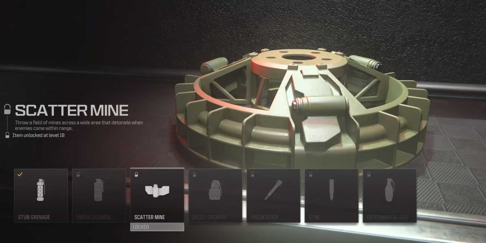 scatter mine in modern warfare 3 that unlocks in level 18.