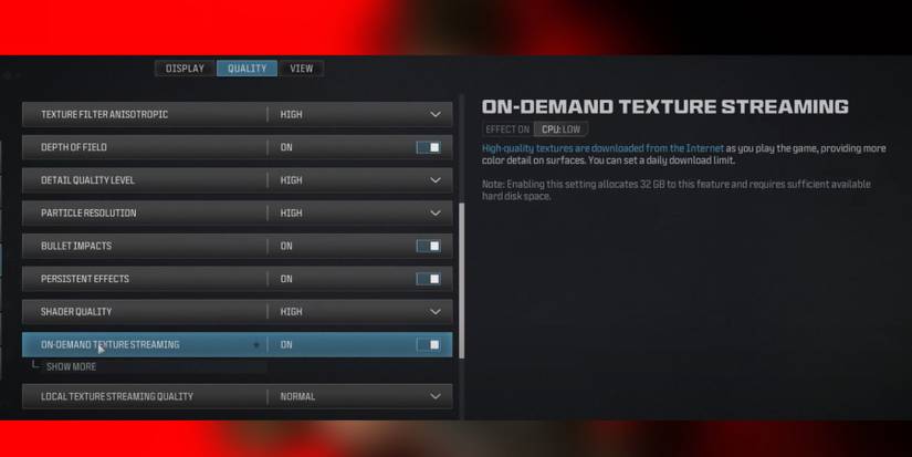 how to turn off on-demand-texture streaming in mw3.