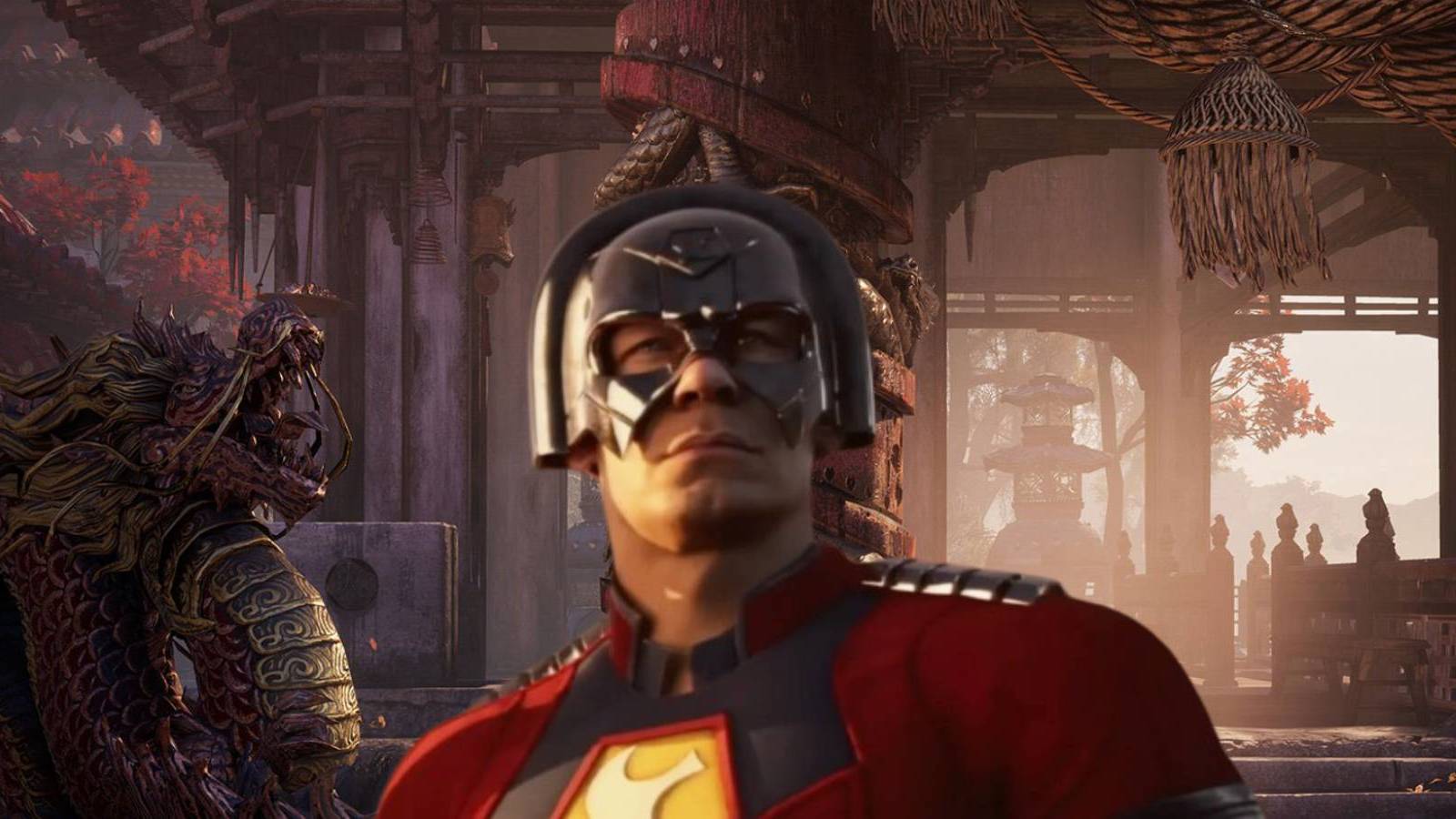 Peacemaker at the Fire Temple from Mortal Kombat 1