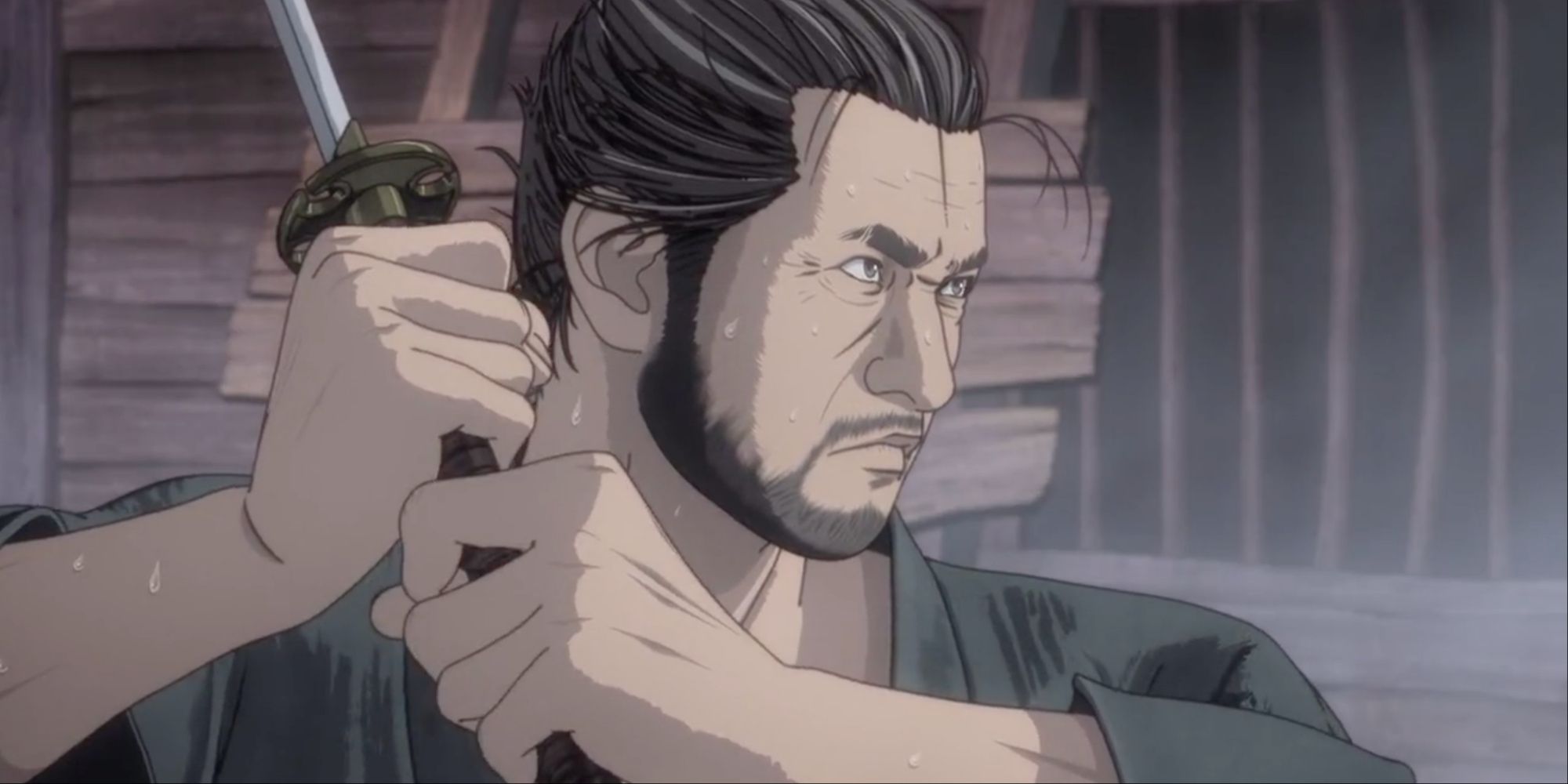 Musashi training with his blade in Netflix’s Onimusha
