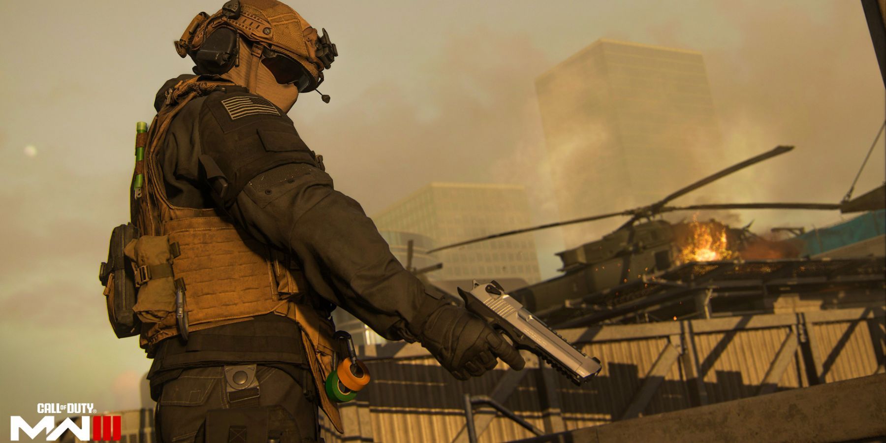 modern warfare 3 operator aiming a pistol. 