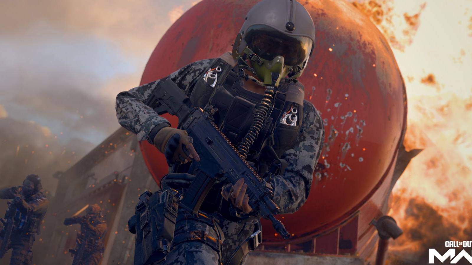 modern warfare 3 operator running with an assault rifle. 