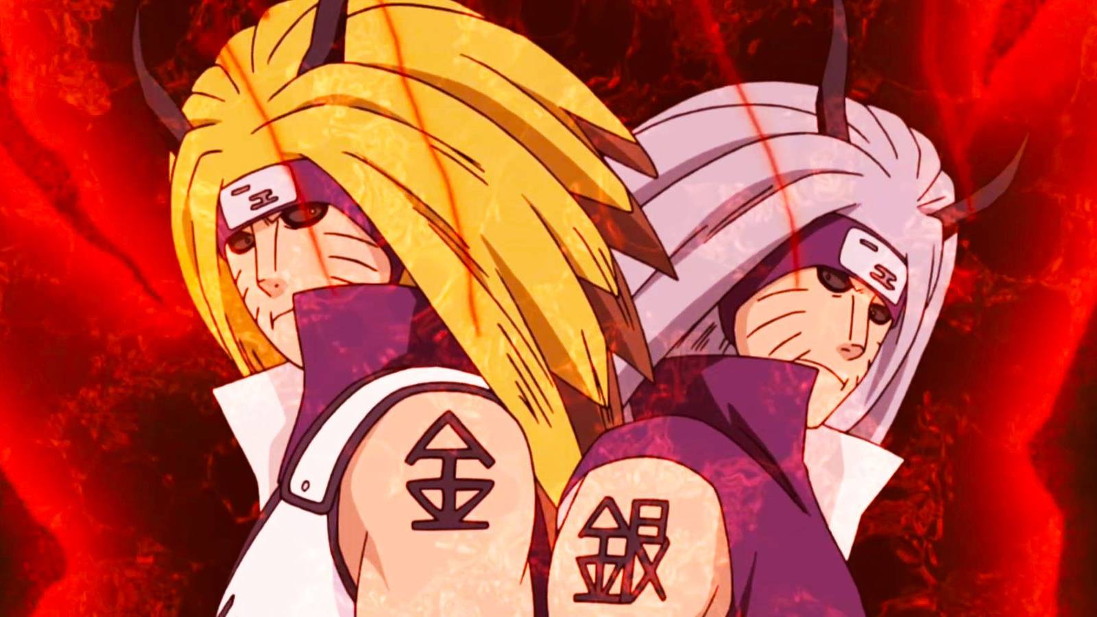 Naruto Kinkaku Ginkaku cloaked in nine tailed chakra