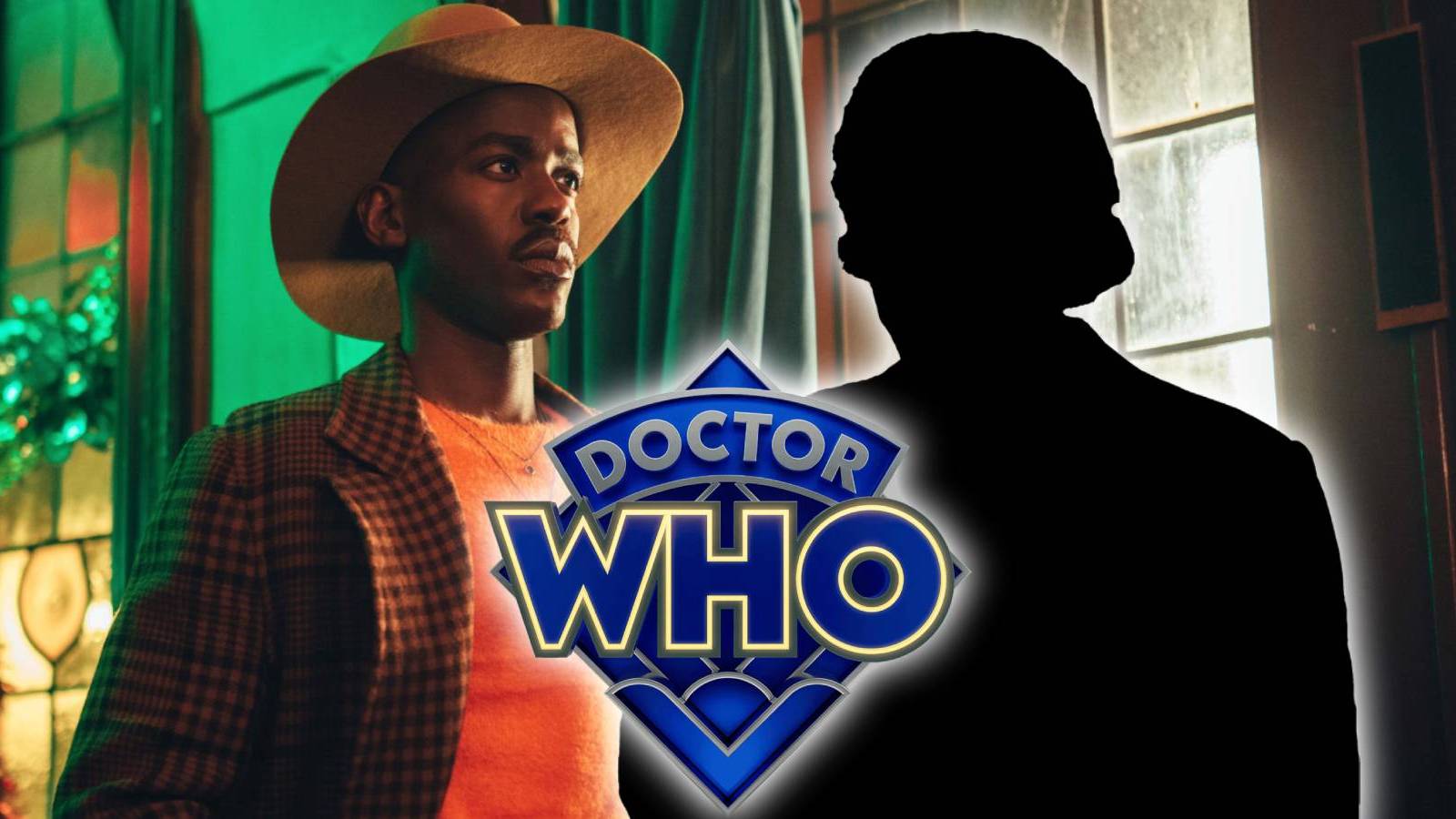 Ncuti Gatwa as the Fifteenth (15th) Doctor in Doctor Who with a silhouette