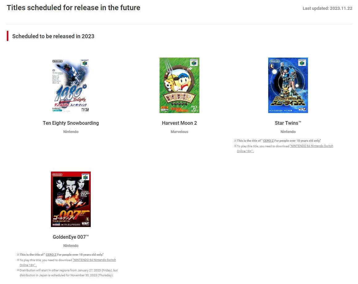 Nintendo Switch Online Gets Updated Release Schedule for Upcoming