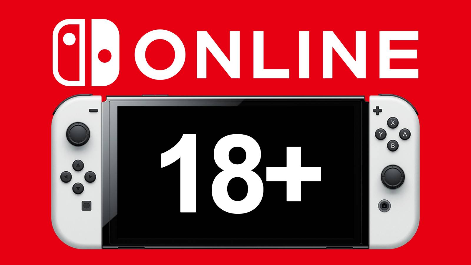 Nintendo Switch Online 18 Plus on OLED model red background