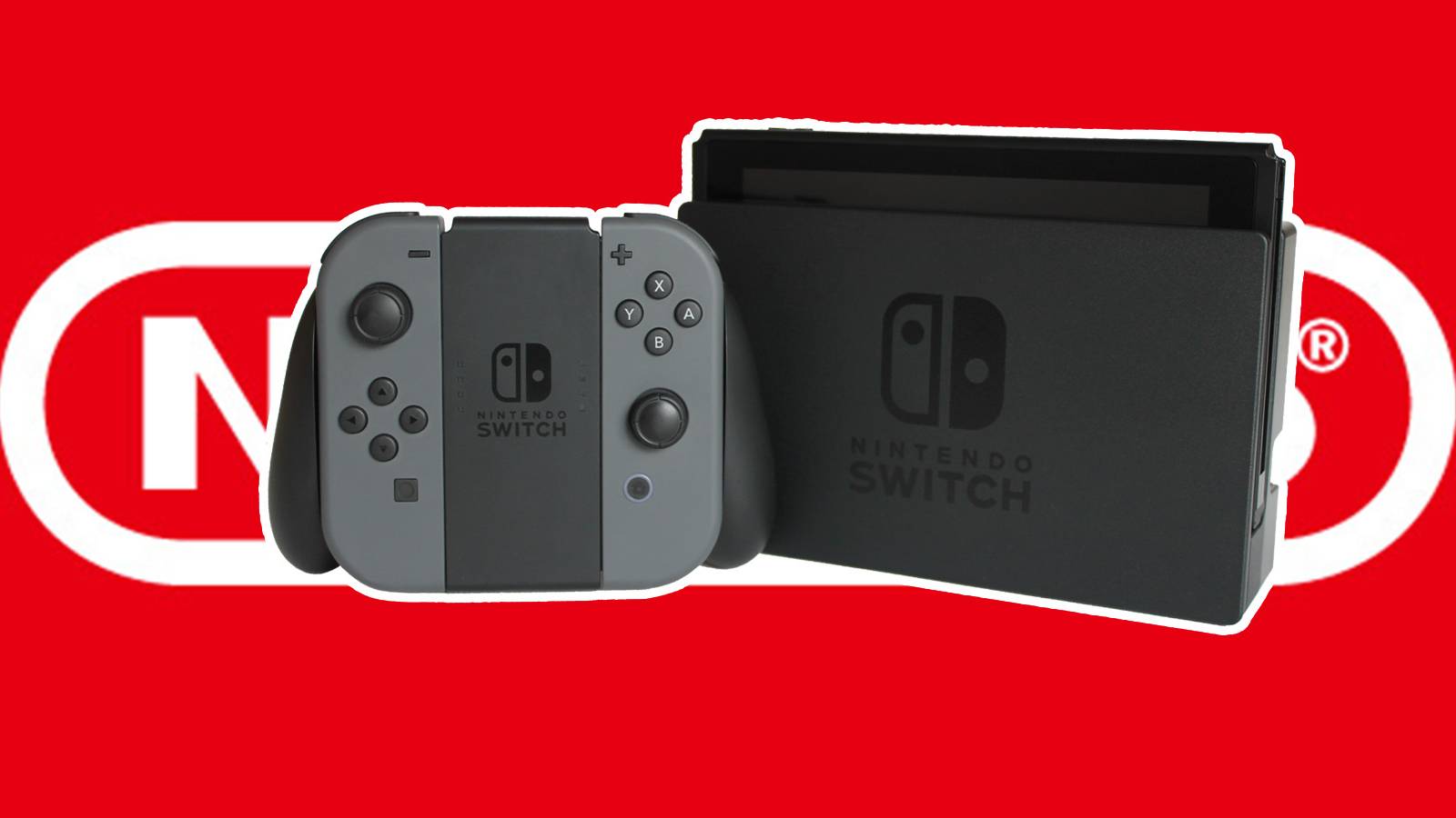 Nintendo Switch over Nintendo logo background