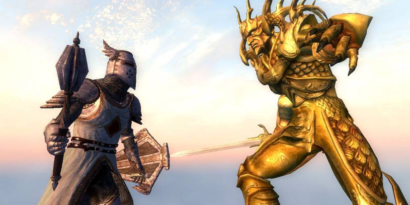 Oblivion: Knights of the Nine Crusader fighting Umaril