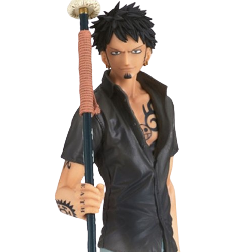 A One Piece Trafalgar Law statue with large paint brush