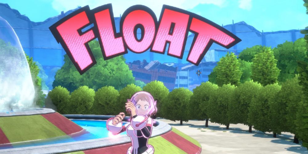 A "Float" onomatopoeia pops when Ochako Uraraka uses her quirk in My Hero Ultra Rumble